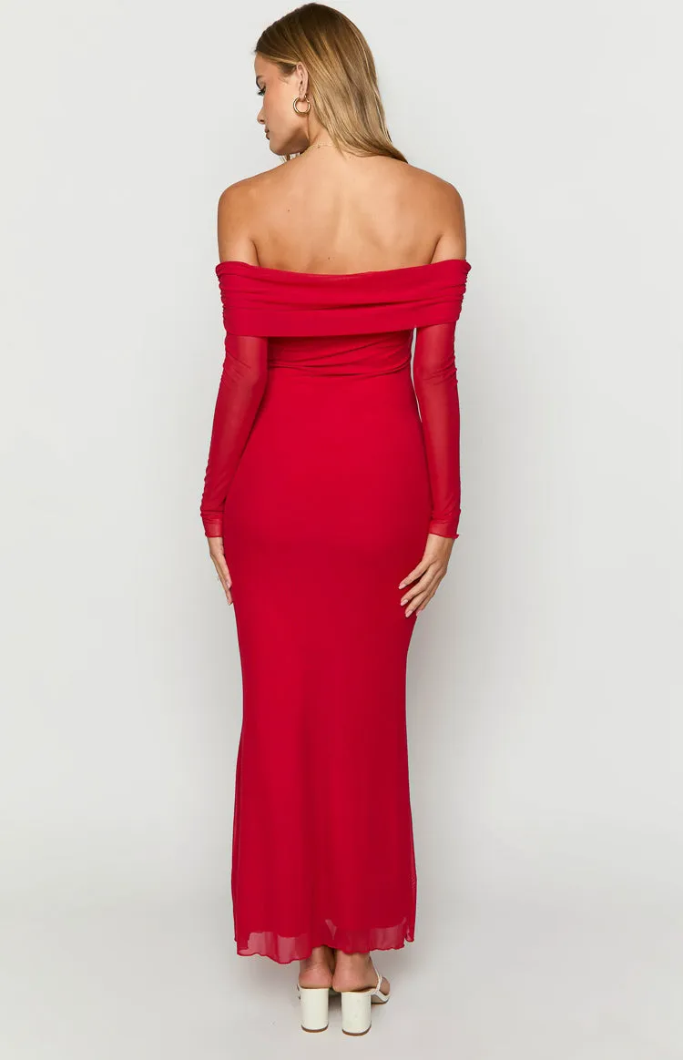 Coraline Red Long Sleeve Maxi Dress sold by Beginning Boutique product image thumbnail 5