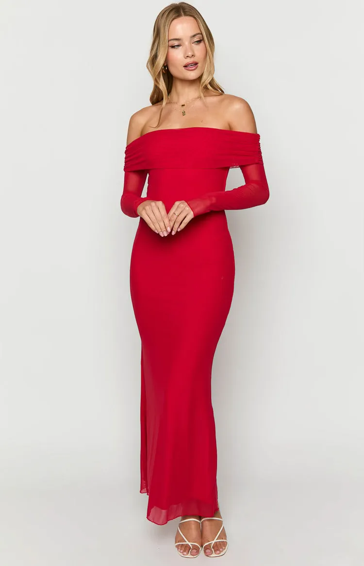Coraline Red Long Sleeve Maxi Dress sold by Beginning Boutique product image thumbnail 3