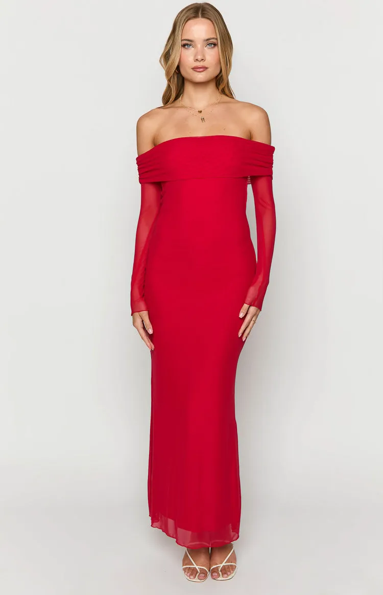 Coraline Red Long Sleeve Maxi Dress sold by Beginning Boutique product image thumbnail 2