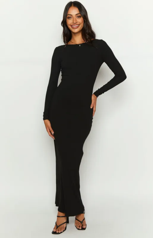 Romilly Black Long Sleeve Maxi Dress sold by Beginning Boutique