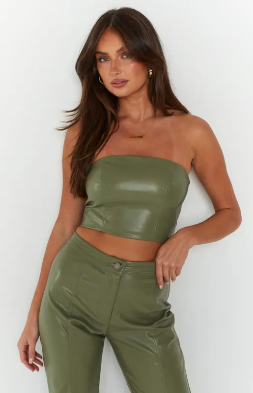 Brielle Green Strapless Top sold by Beginning Boutique