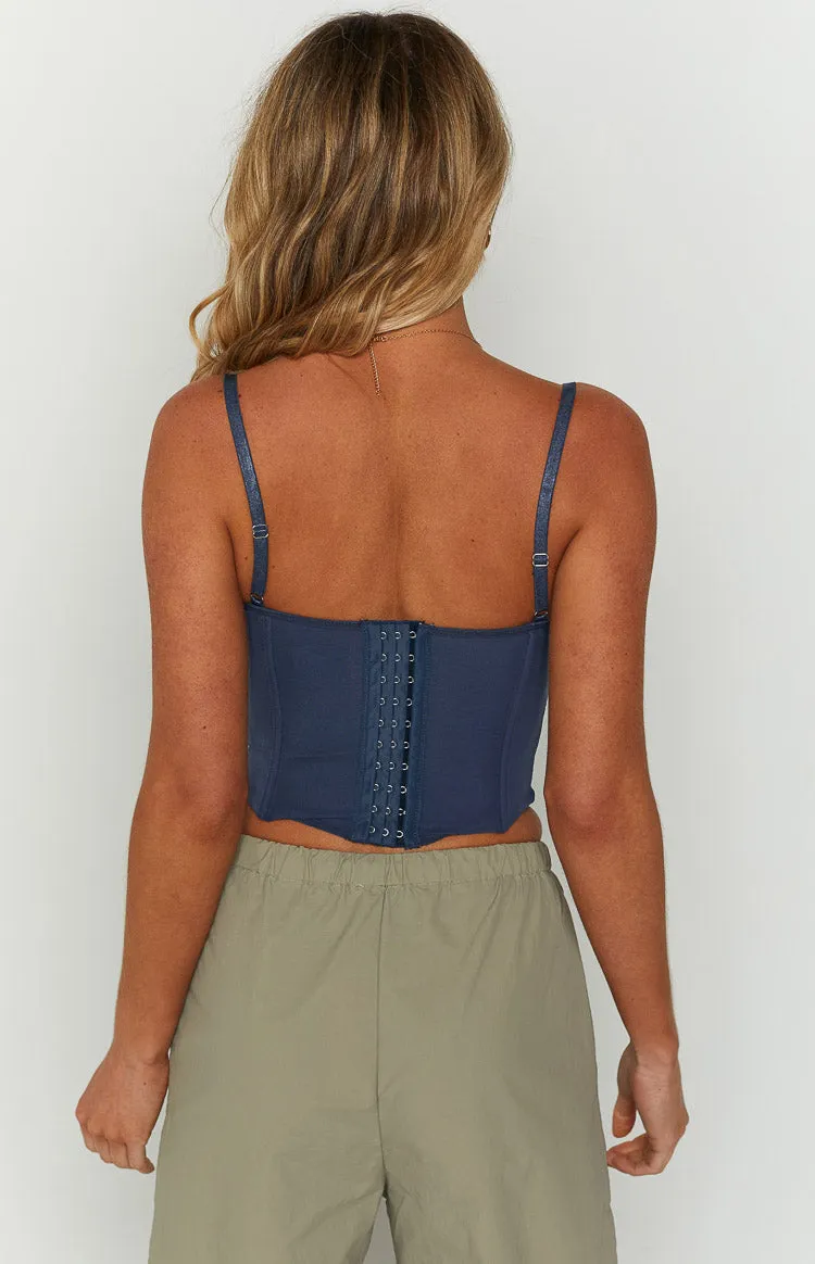 Evangeline Blue Lace Corset Top sold by Beginning Boutique product image thumbnail 5