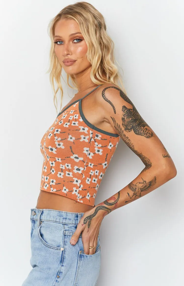 White Blossom Crop Top Orange sold by Beginning Boutique product image thumbnail 5