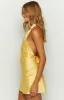 Florida Yellow Satin Mini Dress sold by Beginning Boutique