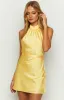 Florida Yellow Satin Mini Dress sold by Beginning Boutique