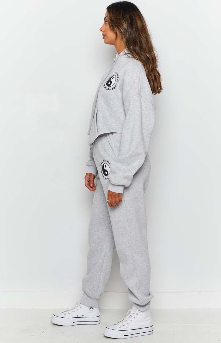 Yin Yang Track Pants Grey Marle sold by Beginning Boutique product image thumbnail 4