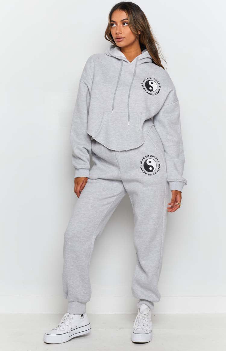 Yin Yang Track Pants Grey Marle sold by Beginning Boutique product image thumbnail 3
