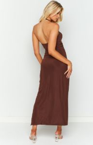 Khalo Brown Halter Formal Maxi Dress sold by Beginning Boutique