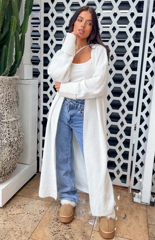 Landon Cream Longline Cardi sold by Beginning Boutique
