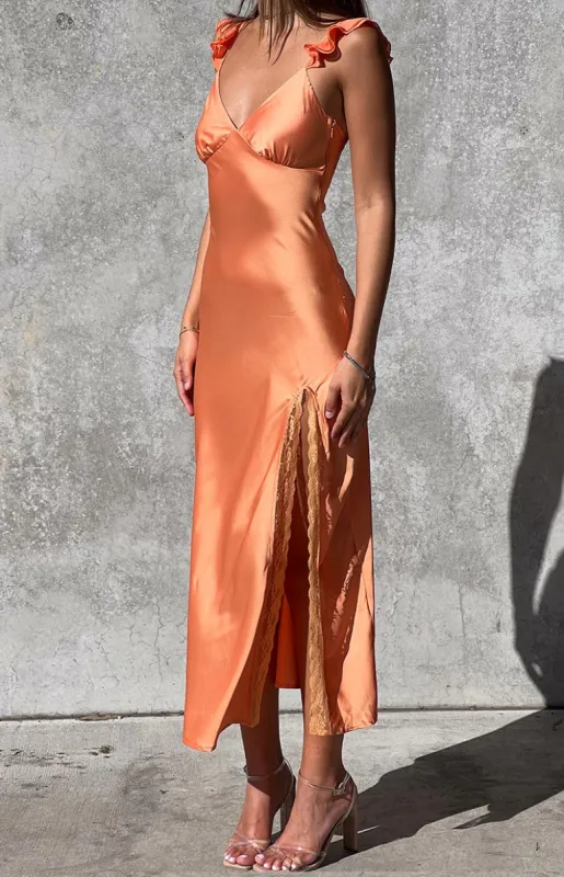 Wendy Orange Maxi Dress made by Beginning Boutique