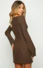 Blame Me Brown Mesh Long Sleeve Mini Dress sold by Beginning Boutique