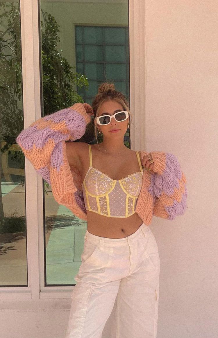 Kinley Chunky Knit Cardi Pink sold by Beginning Boutique