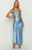 Attina Blue Satin Maxi Dress sold by Beginning Boutique
