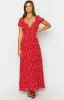 Ayla Red Floral Short Sleeve Maxi Dress sold by Beginning Boutique