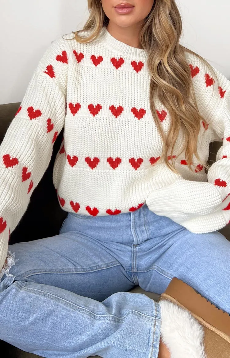 Lovey Red Heart Stripe Jumper sold by Beginning Boutique