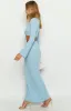 Laila Blue Knit Maxi Skirt sold by Beginning Boutique