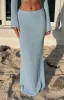 Laila Blue Knit Maxi Skirt sold by Beginning Boutique