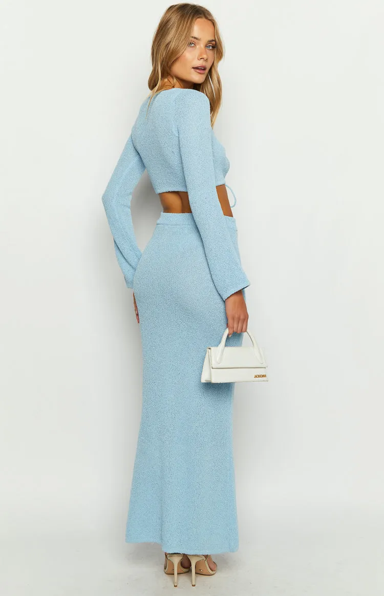 Laila Blue Knit Maxi Skirt sold by Beginning Boutique product image thumbnail 5