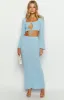 Laila Blue Knit Maxi Skirt sold by Beginning Boutique