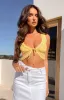 Tusk Yellow Tie Up Crop Top sold by Beginning Boutique