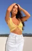 Tusk Yellow Tie Up Crop Top sold by Beginning Boutique