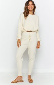 Home Girl Knit Track Pants Cream sold by Beginning Boutique