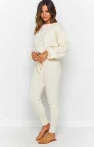 Home Girl Knit Track Pants Cream sold by Beginning Boutique