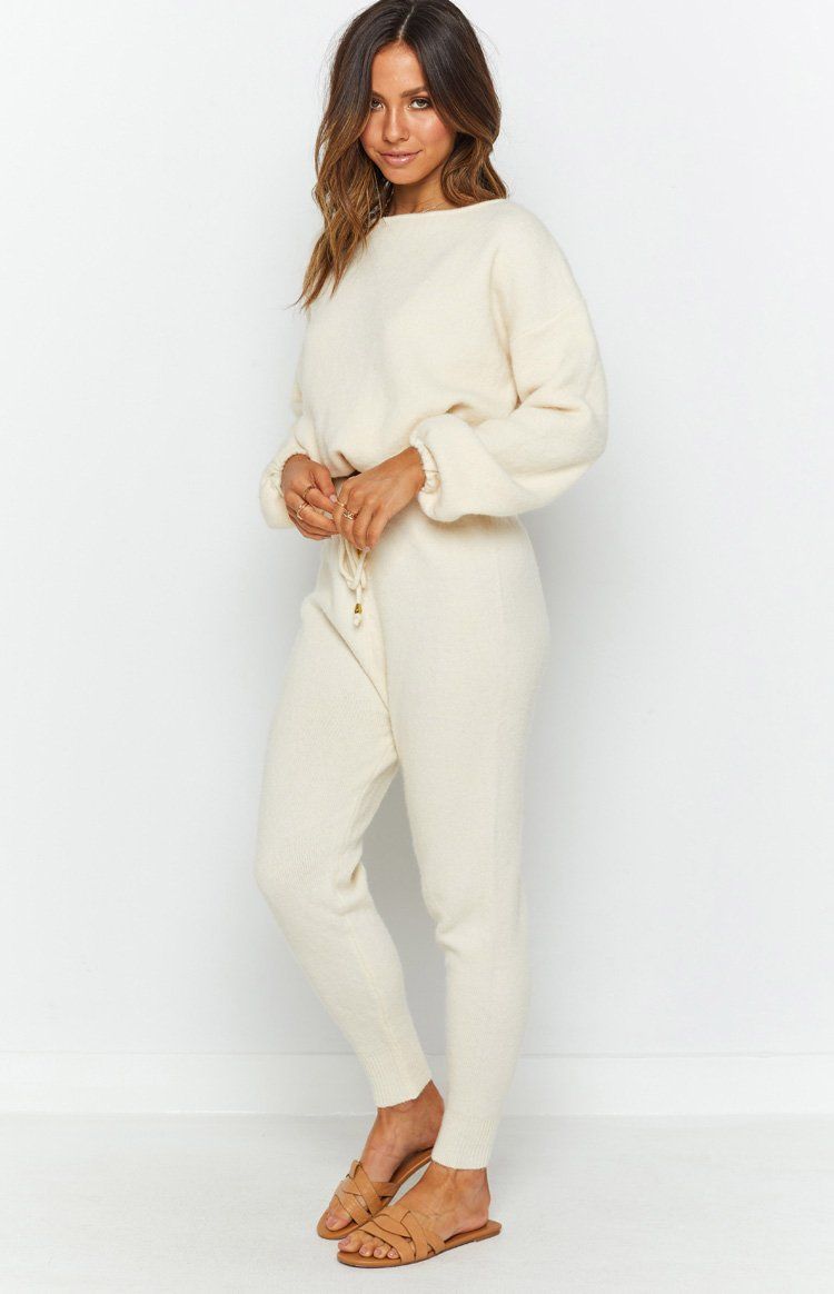 Home Girl Knit Track Pants Cream sold by Beginning Boutique product image thumbnail 6
