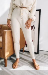 Home Girl Knit Track Pants Cream sold by Beginning Boutique