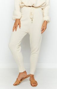 Home Girl Knit Track Pants Cream sold by Beginning Boutique