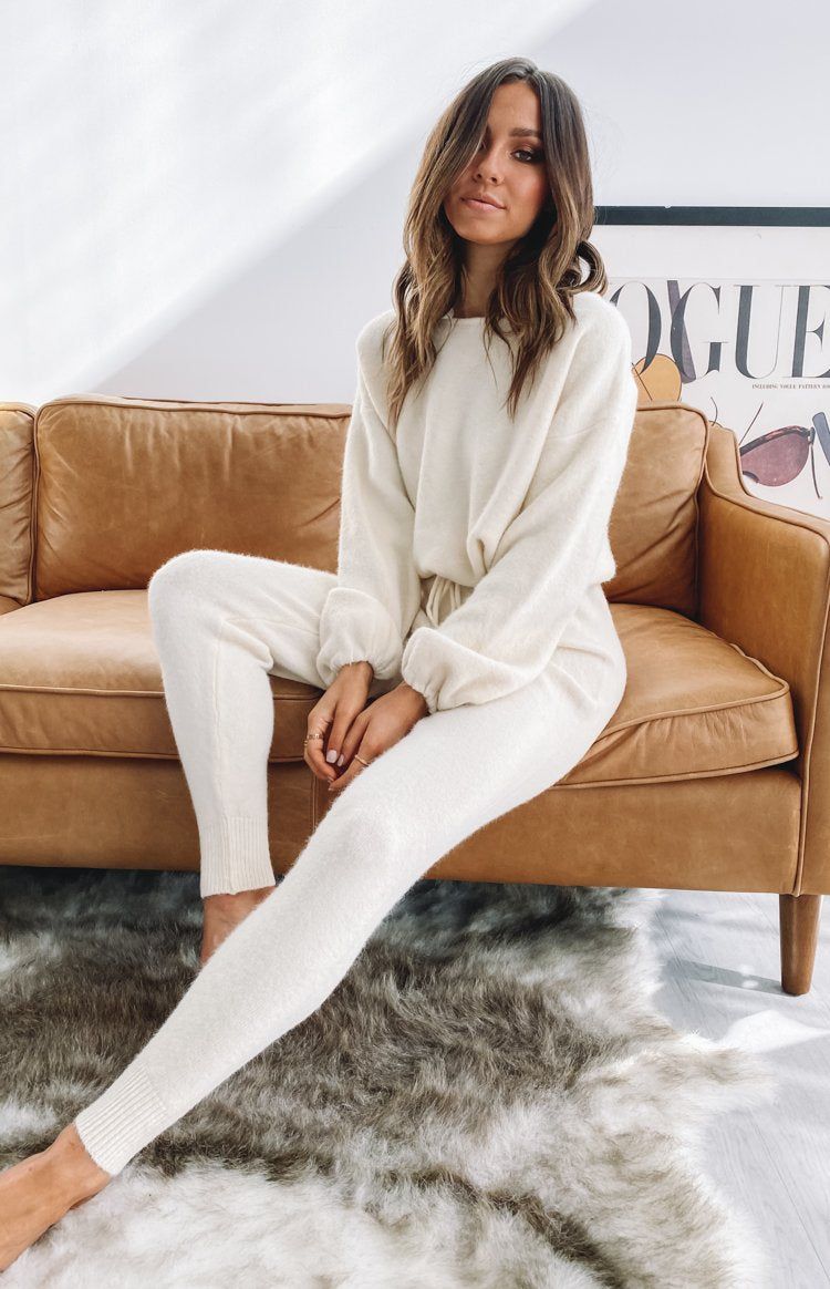 Home Girl Knit Track Pants Cream sold by Beginning Boutique product image thumbnail 9