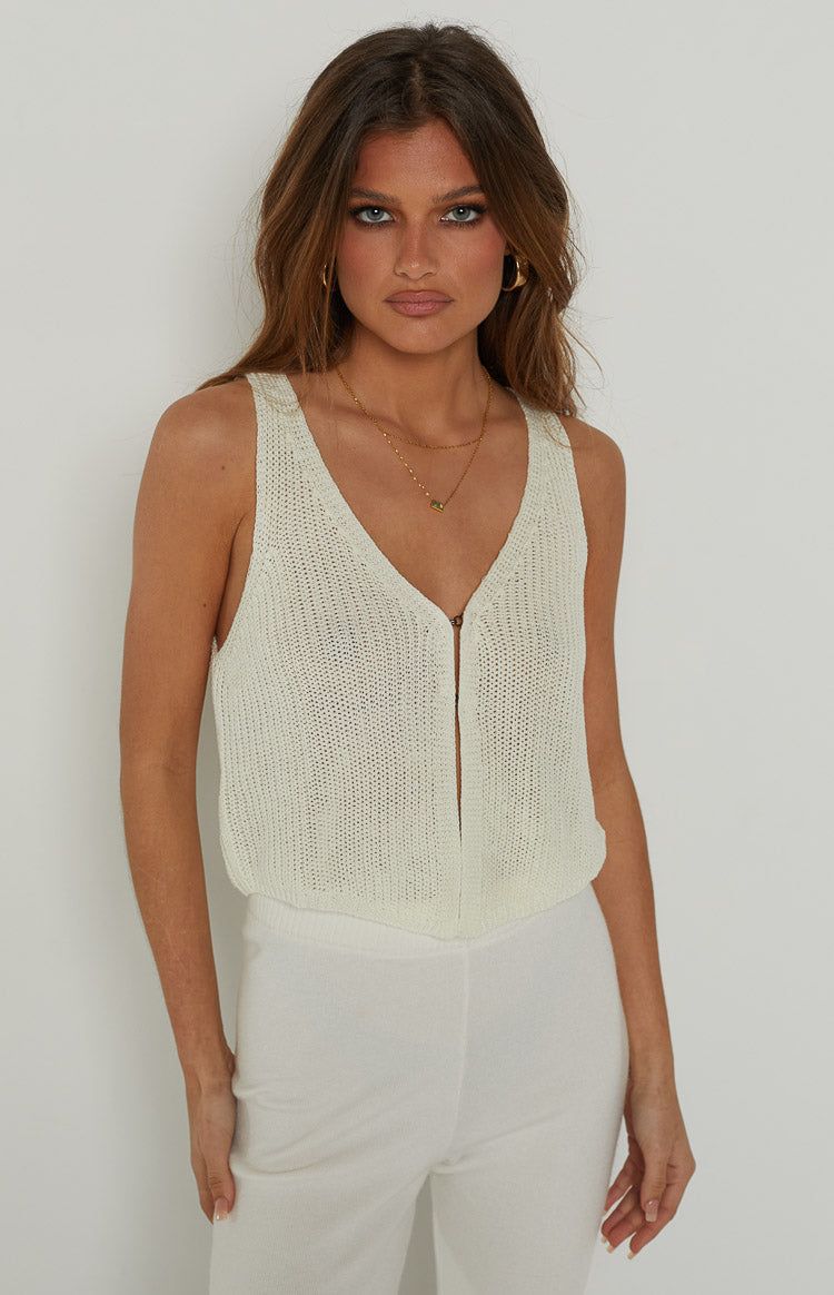 Ferrerah White Ribbed Vest Top sold by Beginning Boutique product image thumbnail 4