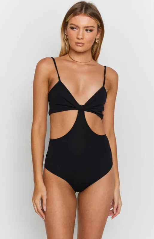 Lille Side Cut Out Knit Bodysuit Black sold by Beginning Boutique