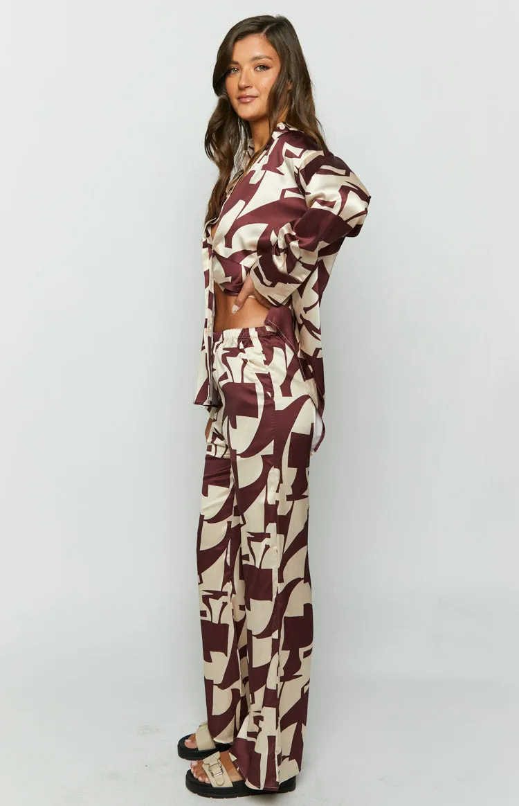 Journee Brown Print Pants sold by Beginning Boutique product image thumbnail 4