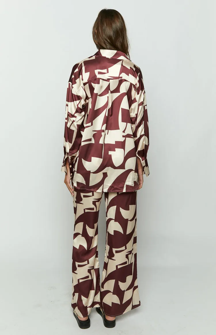 Journee Brown Print Pants sold by Beginning Boutique product image thumbnail 5