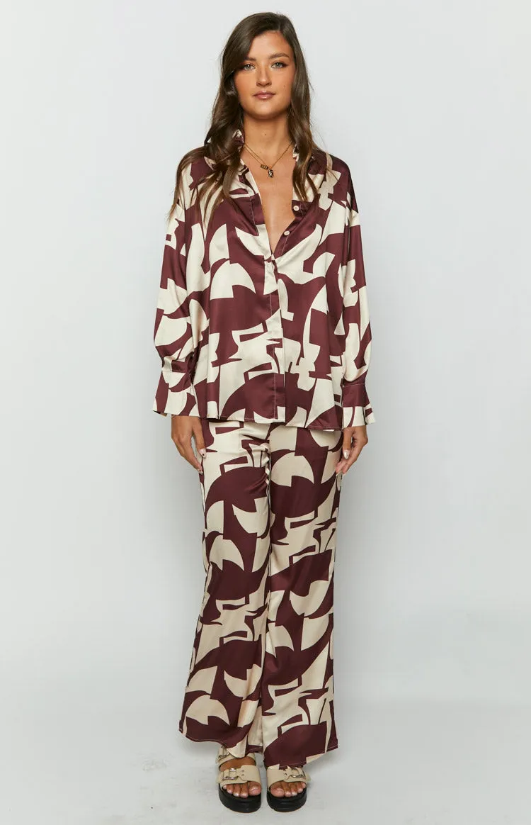 Journee Brown Print Pants sold by Beginning Boutique product image thumbnail 3