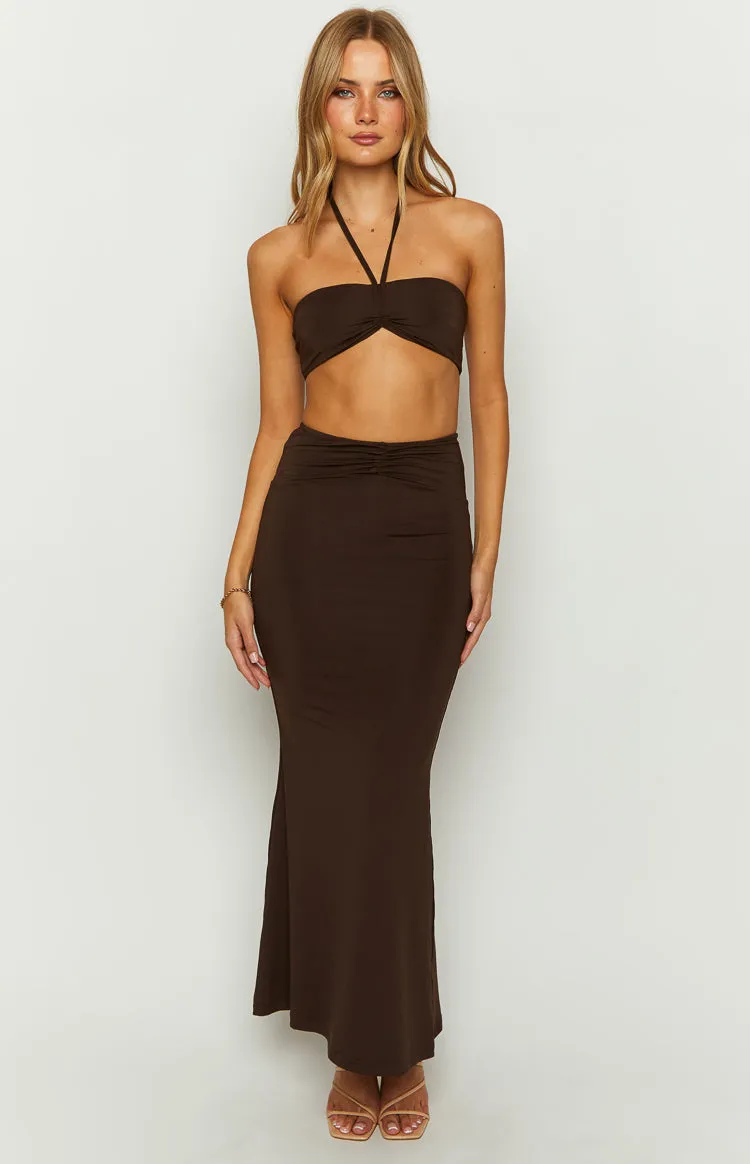 Haylo Chocolate Maxi Skirt sold by Beginning Boutique product image thumbnail 2