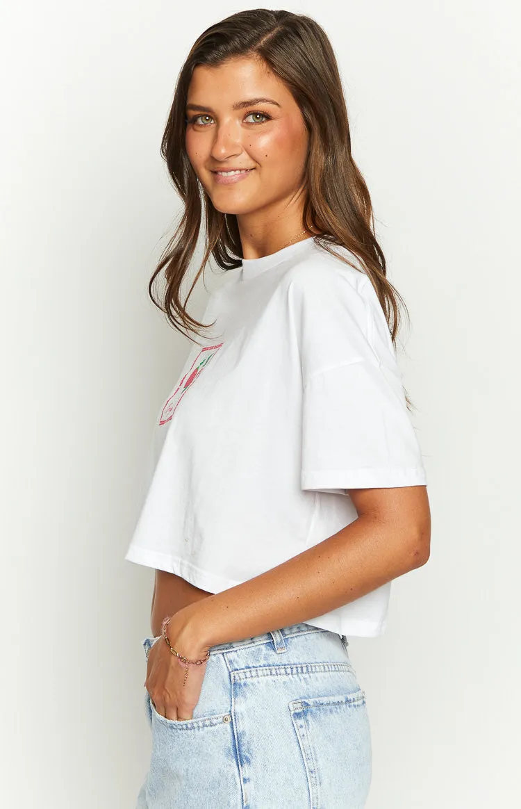 Strawberry Jewel White Cropped Tee sold by Beginning Boutique product image thumbnail 4