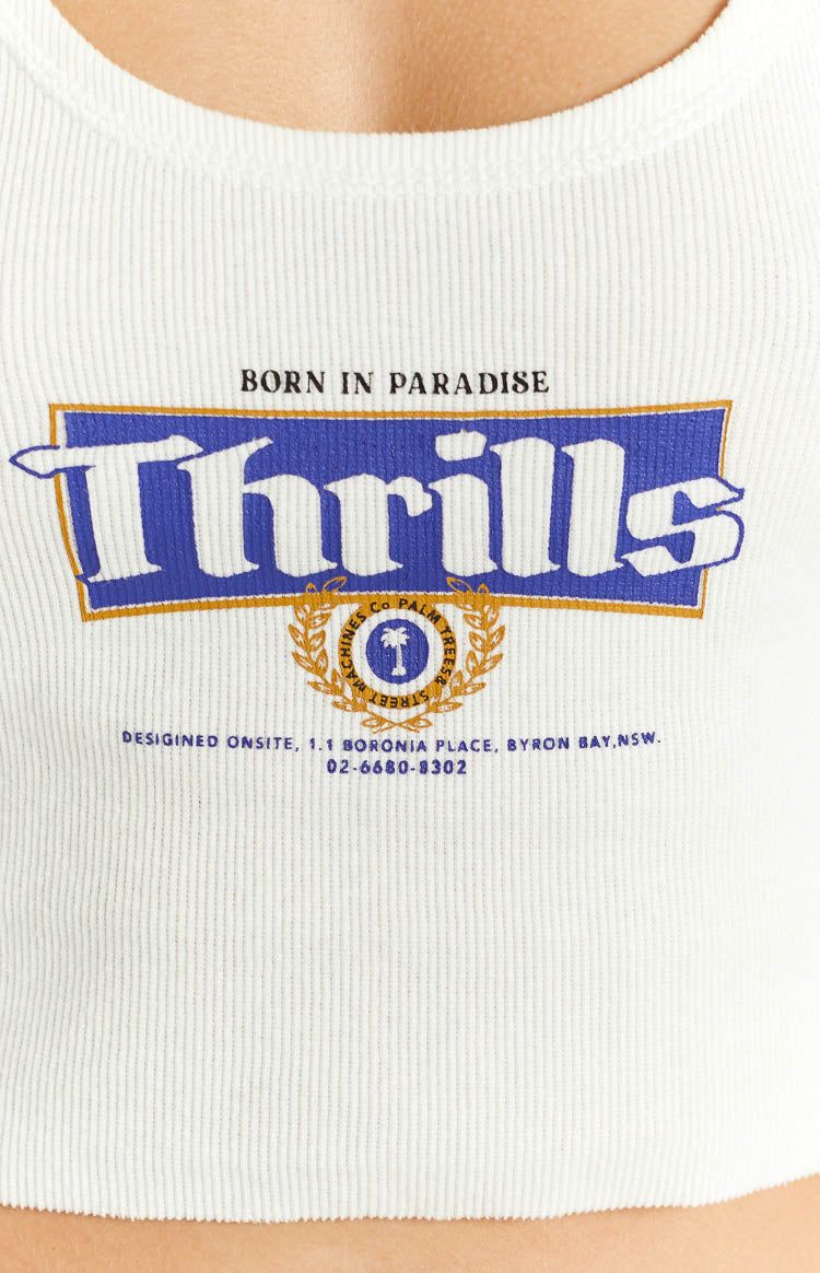 Thrills King Of Thrills Dirty White Crop Rib Singlet sold by Beginning Boutique product image thumbnail 6
