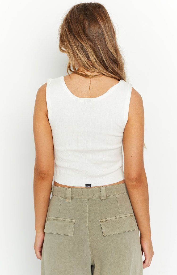 Thrills King Of Thrills Dirty White Crop Rib Singlet sold by Beginning Boutique product image thumbnail 5