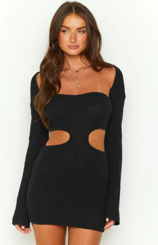 Franco Black Long Sleeve Knit Mini Dress sold by Beginning Boutique