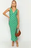 Verlaine Green Check Maxi Dress sold by Beginning Boutique