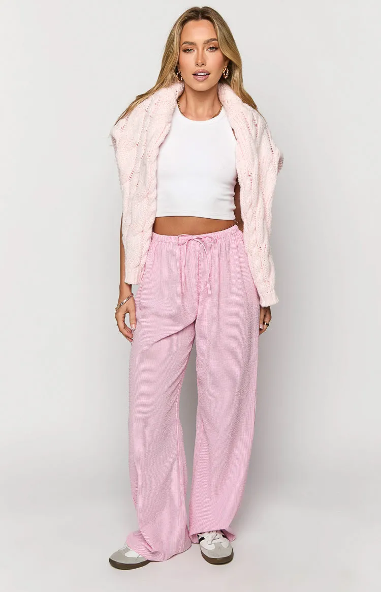 Cici Pink Striped Drawstring Pants sold by Beginning Boutique