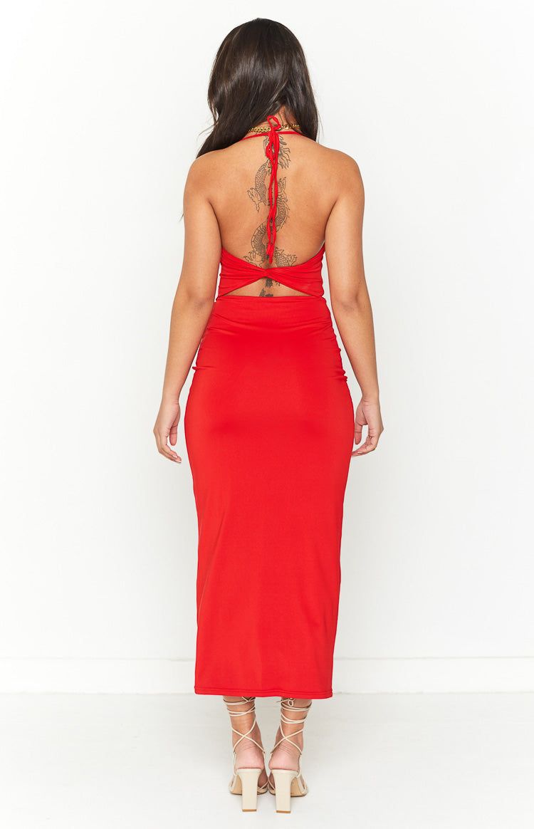 Harpur Red Cut Out Midi Dress sold by Beginning Boutique product image thumbnail 6