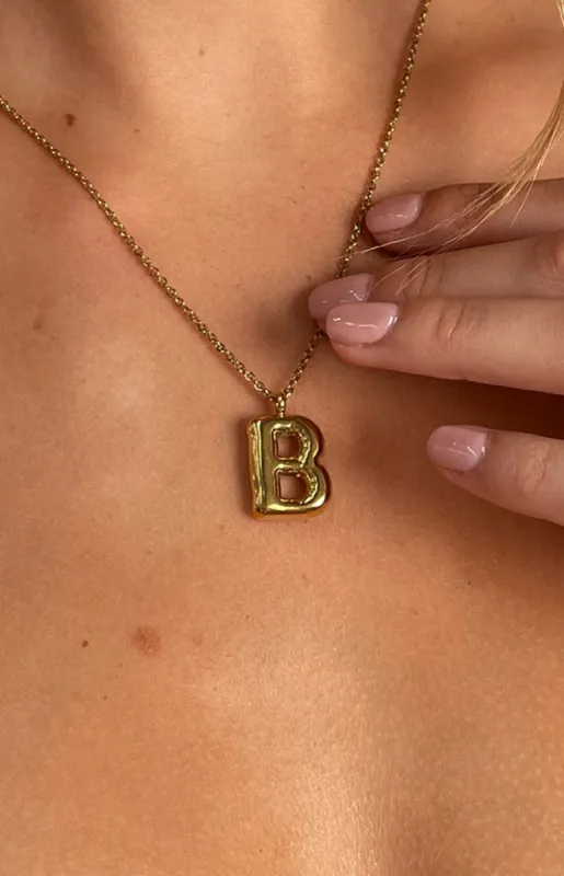Bubble Bliss Gold Letter Necklace sold by Beginning Boutique