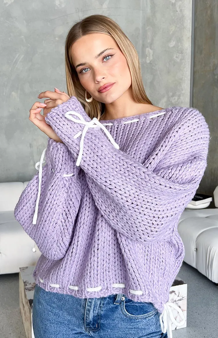 Bea Lilac Sweater sold by Beginning Boutique