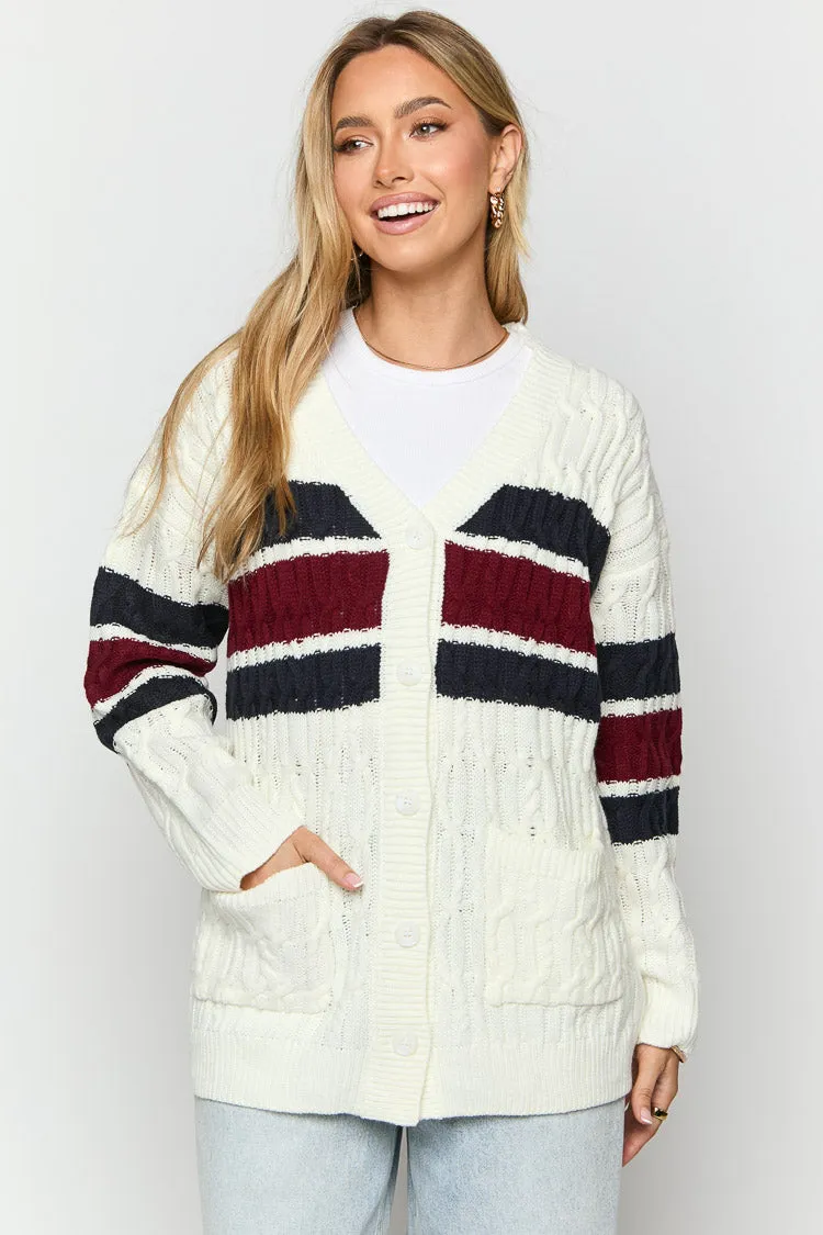 Nikkitta Cream Striped Cardigan sold by Beginning Boutique product image thumbnail 5