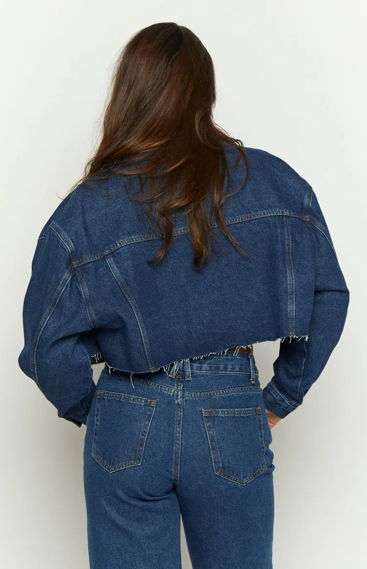 Helena Dark Wash Denim Cropped Jacket sold by Beginning Boutique product image thumbnail 5