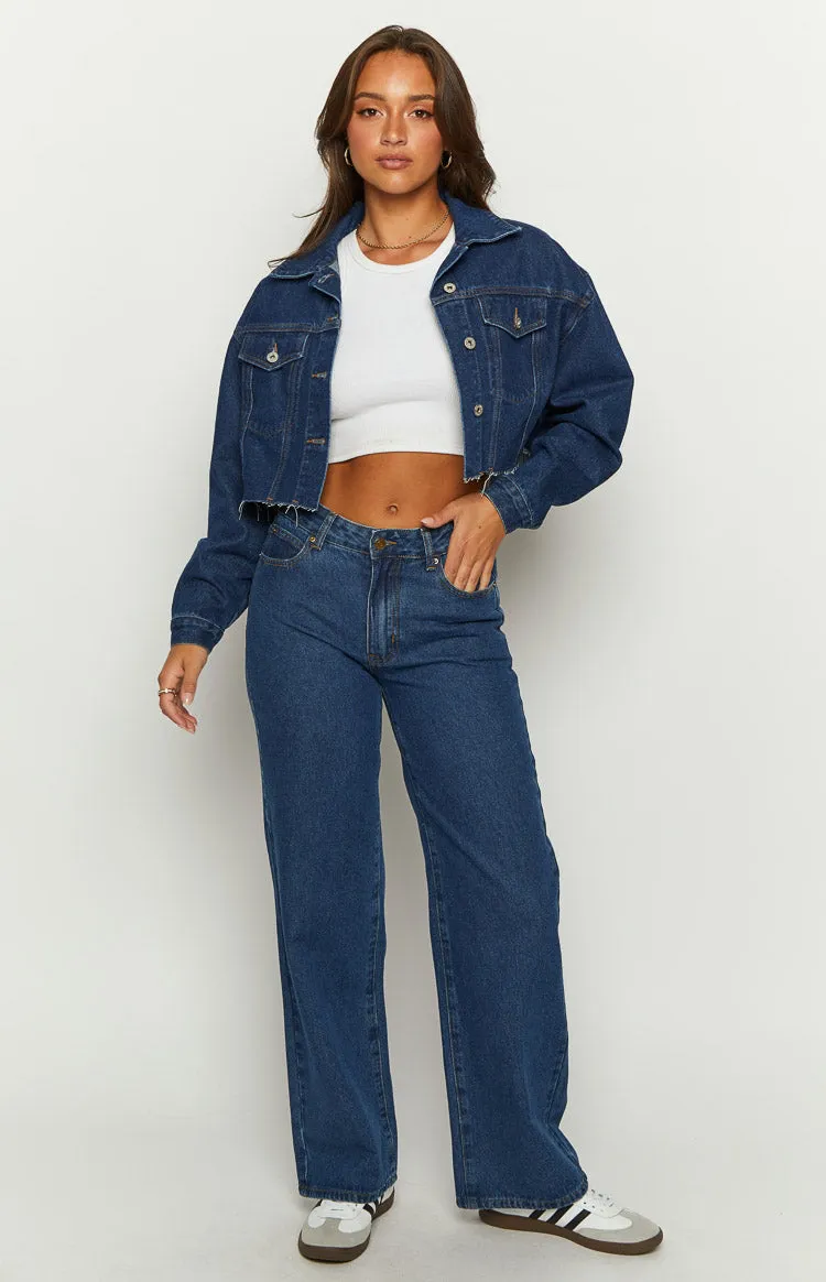 Helena Dark Wash Denim Cropped Jacket sold by Beginning Boutique product image thumbnail 3