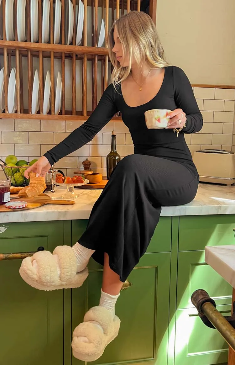 Lily Black Long Sleeve Maxi Dress sold by Beginning Boutique